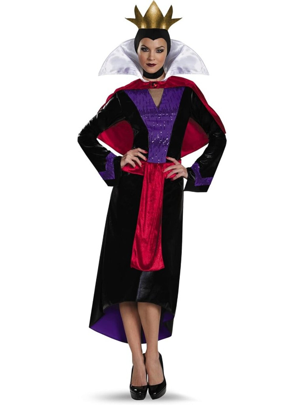 Evil Queen Adult Costume Disney Villains Snow White Disguise Dress Crown Women's - Picture 2 of 7